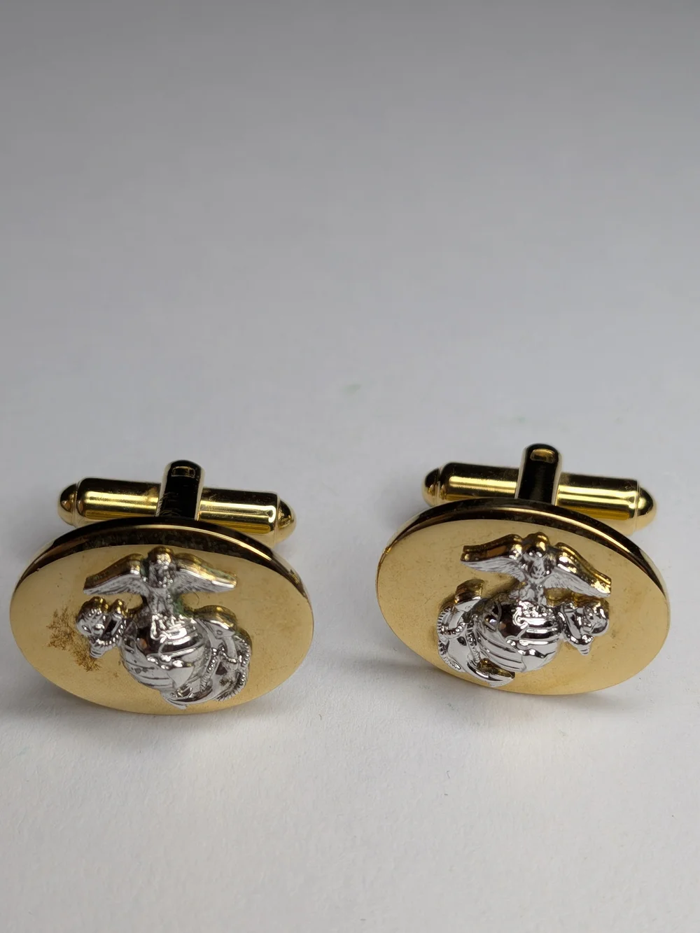 Gold and Silver Marine Emblem Cufflinks - Men Accessories